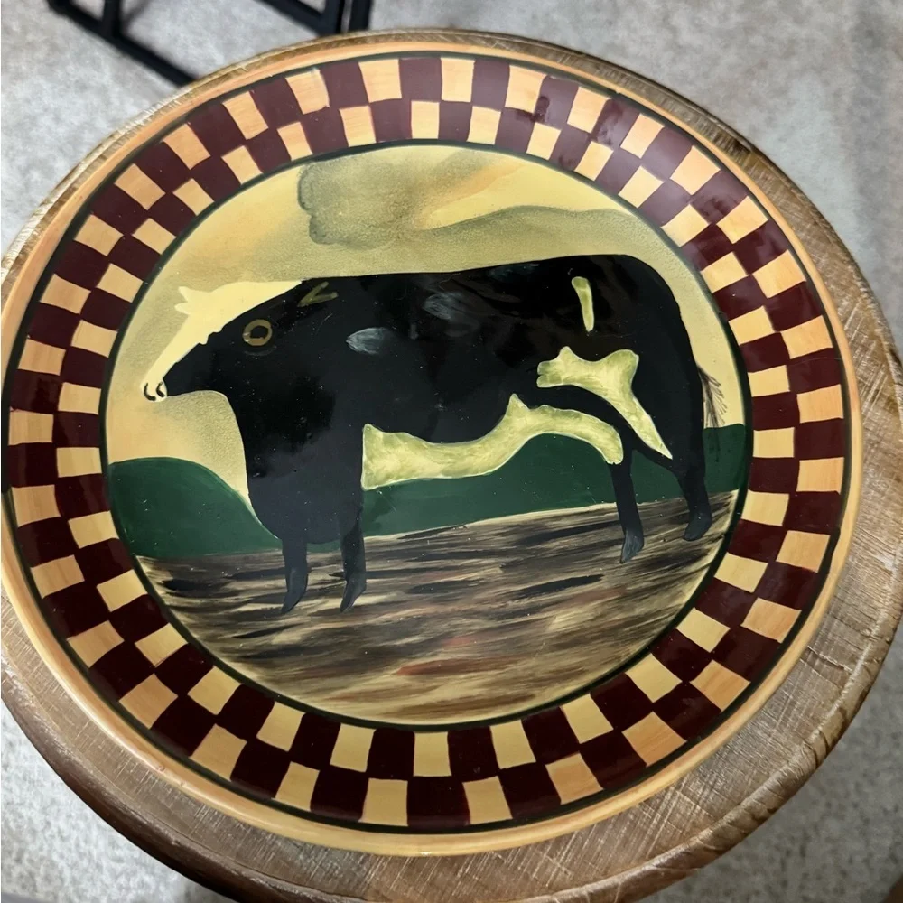 Decorative Plate with Cow Design